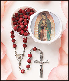 Our Lady of Guadalupe Rose Scented Rosary and Case
